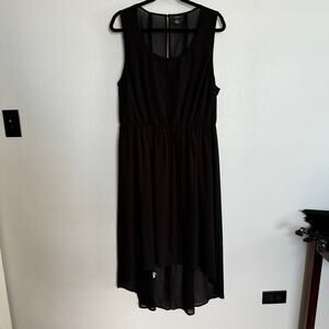 Torrid High-Low Hem Sheer Dress Black Scoop Neck Elastic Waist Sleeveless Sz 2